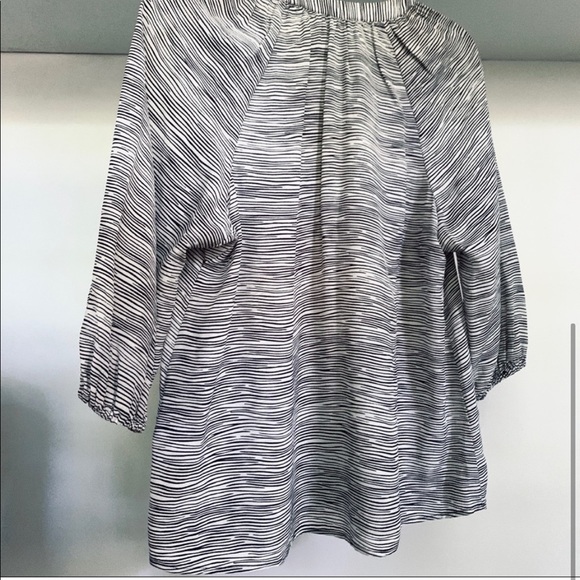 Joie 100% Silk Navy Striped Tunic Blouse - Picture 3 of 5